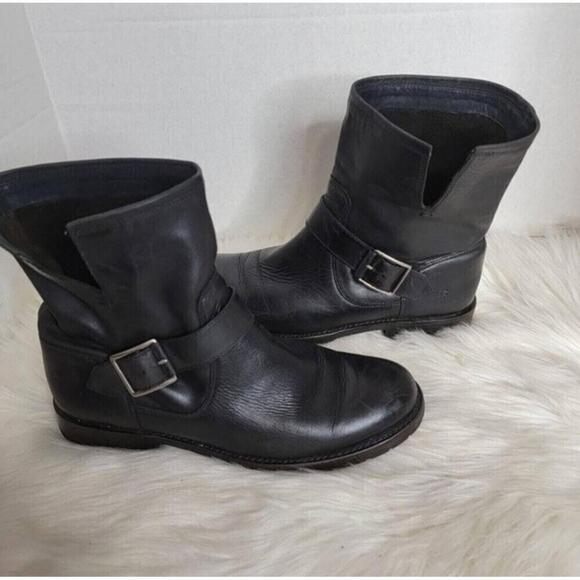 Frye Natalie Classic Short Engineer Leather Moto Boots Black 8.5 - Picture 4 of 13